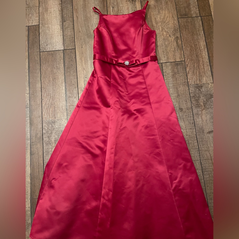 Girls red formal long dress, flower girl, pageant